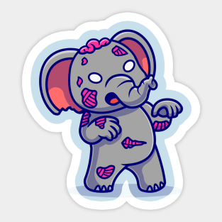 Cute Elephant Zombie Cartoon Sticker